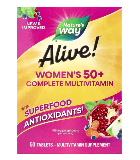 Multivitamínico Completo Alive, para Mulheres 50+, 50 Comprimidos, Nature's Way