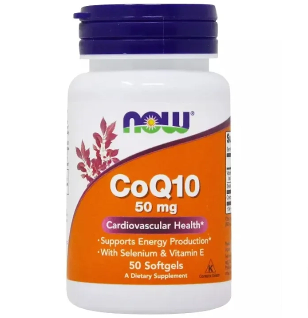 Coenzima CoQ10 com Vitamina E, 50mg, 50 Cápsulas, Now
