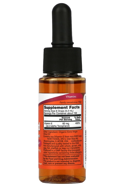 Vitamina E Líquida, 60mg (90 UI), 30 ml, Now