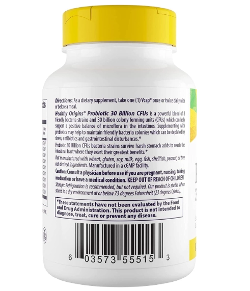 Probiótico 30 bilhões, 60 Cápsulas, Healthy Origins
