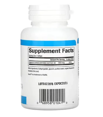 Vitamina A, 10.000UI, 180 cápsulas, Natural Factors