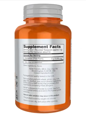 L-Glutamina em Pó, 5.000mg, 170g, Now