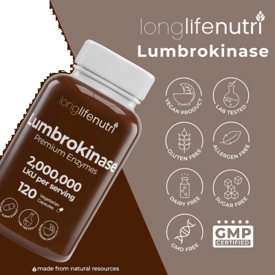 Lumbrokinase Premium Enzymes 2000000 LKU por porção, 120 Cápsulas, Long Life Nutri
