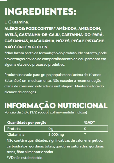 Glutamina, 300g em Pó, Puravida