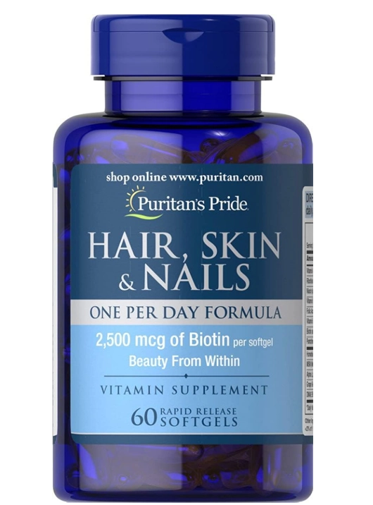  Hair Skin Nails, One Per Day, Cabelo, Pele e Unhas, 60 Cápsulas, Puritan's Pride