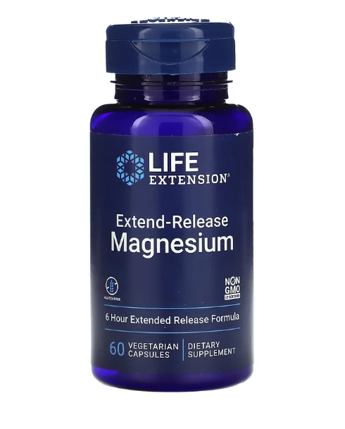 Magnésio de Liberação Prolongada, 250mg, 60 Cápsulas, Life Extension