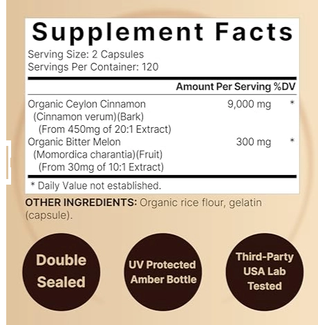 Ceylon Cinnamon, Canela do Ceilão 9000mg, 240 Cápsulas, NatureBell