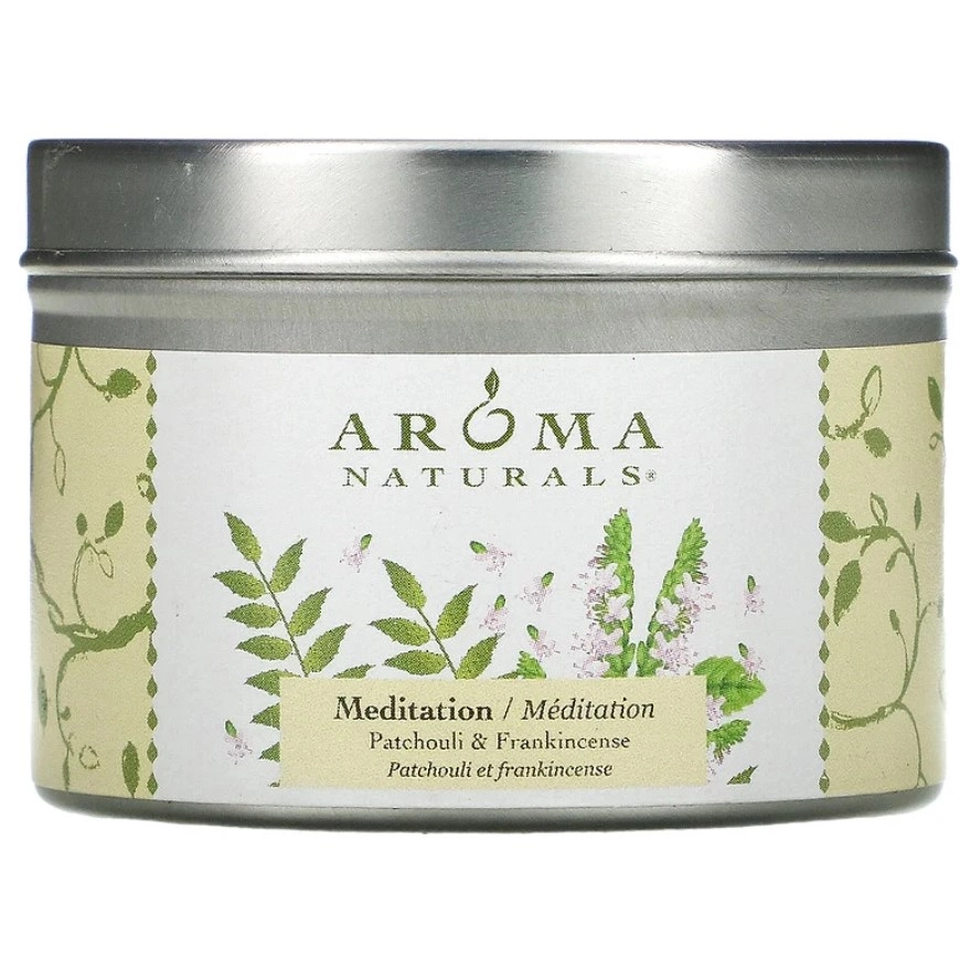 Vela em Lata, (Meditação, Soy VegePure) Aroma Patchuli e Olíbano, 79,38g, Aroma Naturals