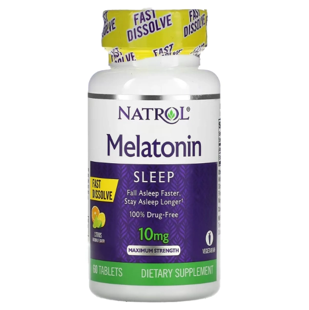 Melatonina, 10mg, 60 Comprimidos, Fast Dissolve, Sabor Citrus, Natrol