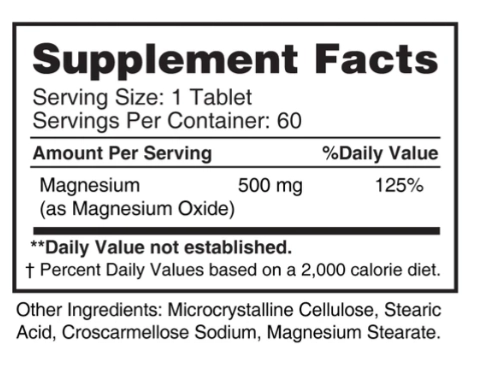 Magnésio, 500mg, 60 Tablets, Earth's Creation