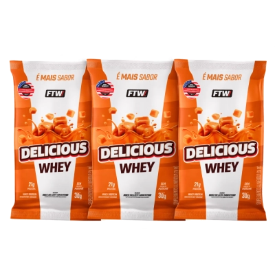 Delicious Whey Sachê, 3 Unidades 30g Cada, Sabores, FTW
