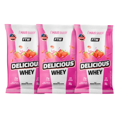 Delicious Whey Sachê, 3 Unidades 30g Cada, Sabores, FTW