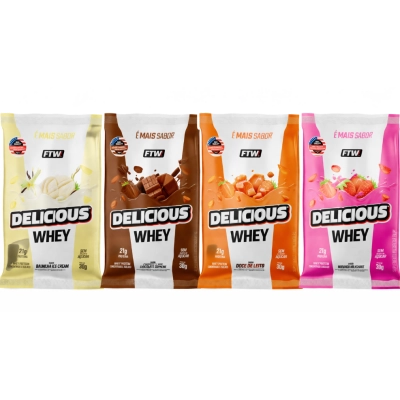 Delicious Whey Sachê, 3 Unidades 30g Cada, Sabores, FTW