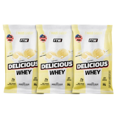Delicious Whey Sachê, 3 Unidades 30g Cada, Sabores, FTW