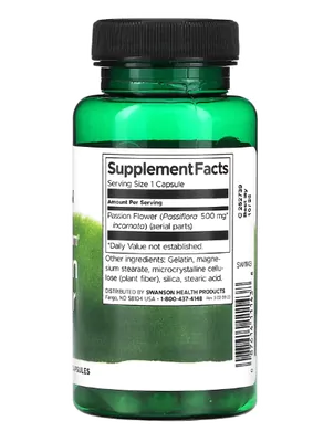 Passion Flower, Flor de Maracujá, 500mg, 60 Cápsulas, Swanson
