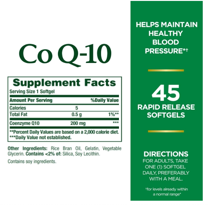 Coenzima CoQ10 200mg, 45 Cápsulas, Nature&#039;s Bounty