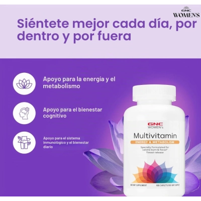 Multivitamínico Feminino, Energia e Metabolismo, 180  Cápsulas, GNC