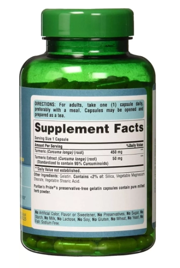 Turmeric Cúrcuma, 500mg, 180 cápsulas, Puritans Pride