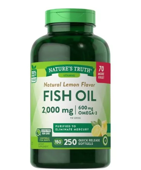 Fish Oil 2000mg, 250 Cápsulas Sabor Limão, Nature's Truth