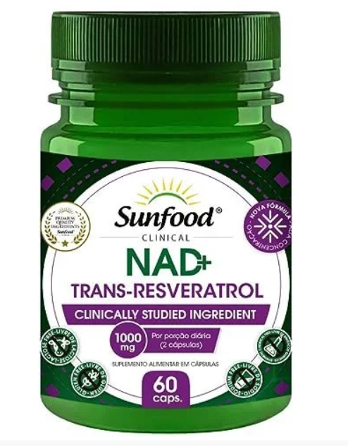 Nad + Trans Resveratol, 1000mg, 60 Cápsulas, Sunfood