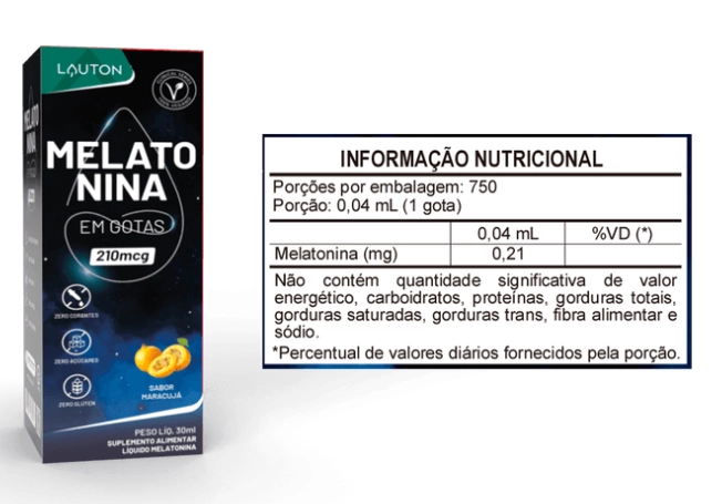 Melatonina Premium, 210mcg, 30ml Sabor Maracujá, Lauton Nutrition