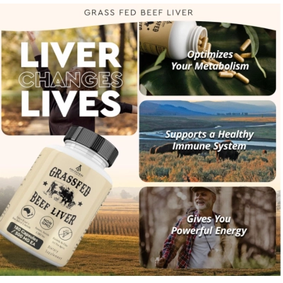 Grass Fed Beef Liver, Fígado de Boi Auxilia na produção de energia, desintoxicação e digestão, 180 Cápsulas, Ancestral Supplements