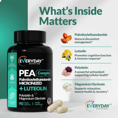Palmitoylethanolamide (PEA), 400mg, 90 Cápsulas, Everyday Nutrition