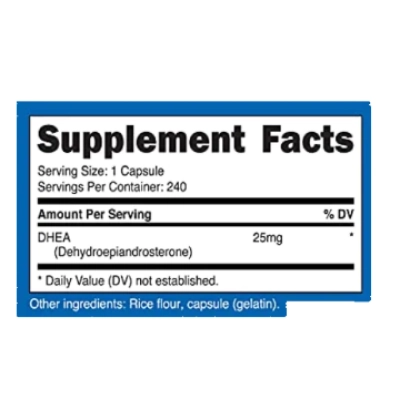 DHEA 25mg, Cápsulas Opções, Nutricost