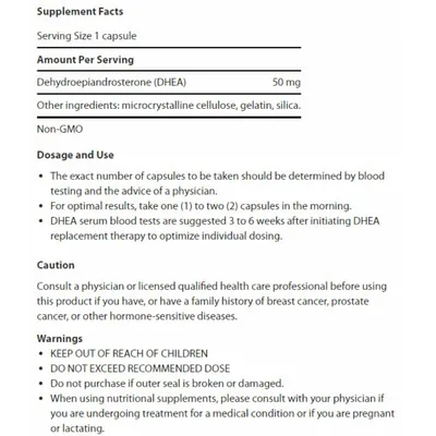 Dhea, 50mg, 60 cápsulas, Life Extension