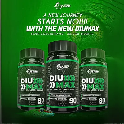 Diumax Diurético e Catalisador Exotérmico, 90 Capsulas, Lizard