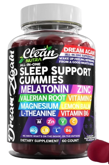 Melatonina 10mg, Com Valeriana, L-Teanina, Vitamina B6 e Magnésio, 60 Gomas Sabor Framboesa, Clean Nutraceuticals