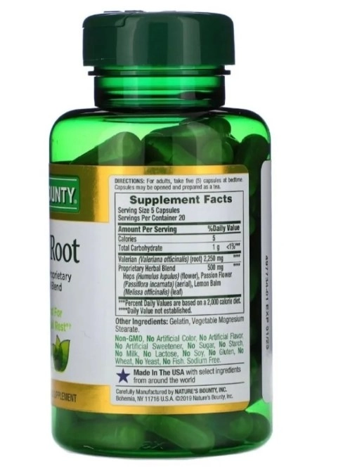 Valeriana Root , 450mg, 100 cápsulas, Natures Bounty