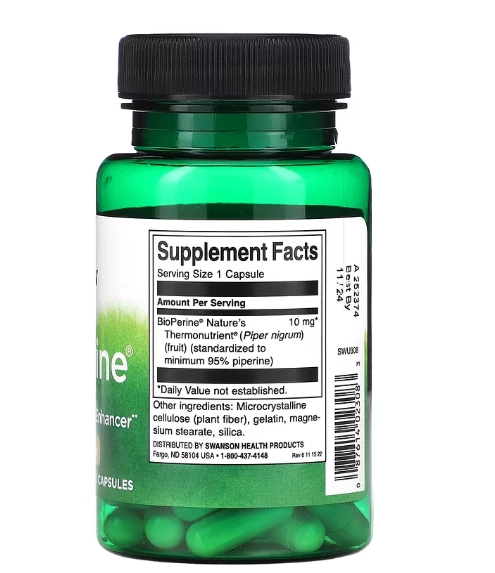 BioPerine 10mg, 60 Cápsulas, Swanson