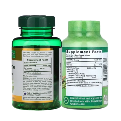 Kit Vitalidade Masculina Nature’s - Saw Palmetto + Pumpkin Seed Oil