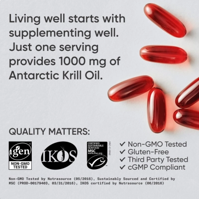 Omega 3 Krill Oil 1000mg, 60 Softgels, Sports Research 