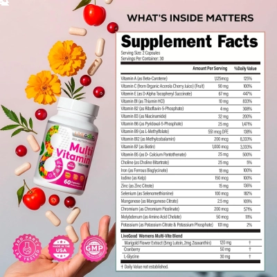 Multi Vitamin, For Women Whit Iron, 60 Cápsulas, Live Good 