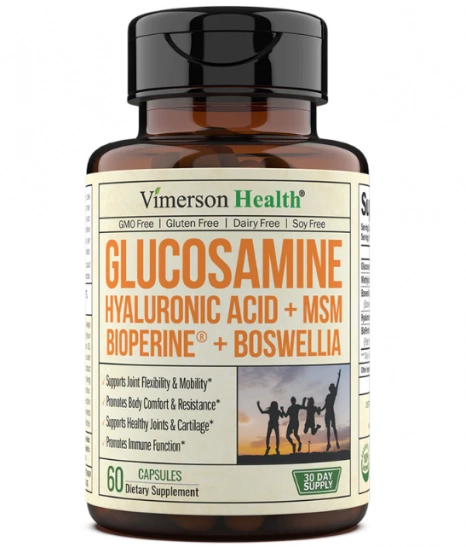 Glucosamina, ácido hialurônico, bioperina e condroitina msm, 60 Cápsulas, Vimerson Health
