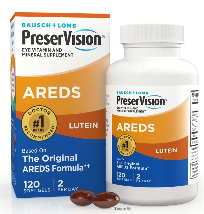 PreserVision Vitaminas e Minerais para os Olhos Areds 2, Com Luteina, 120 Cápsulas, Bausch & Lomb 