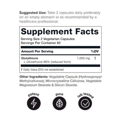Glutationa, 1000mg, Alta pureza e Biodisponibilidade, 120 Cápsulas, Toniiq