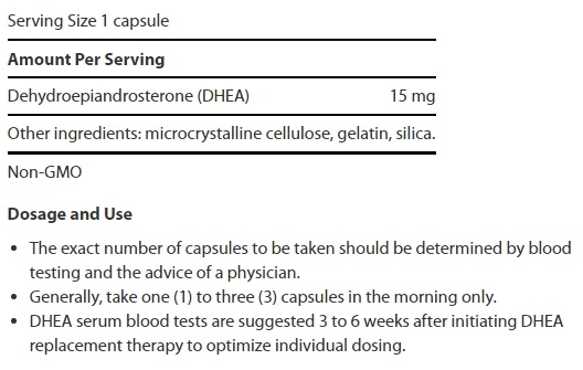Dhea 15mg, 100 Cápsulas, Life Extension