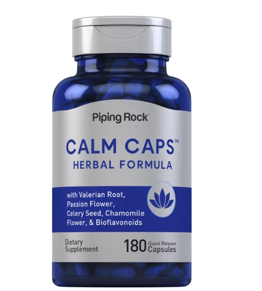 Calm Caps, Com Valeriana, Camomila e Passiflora, 180 Cápsulas, Pipingrock