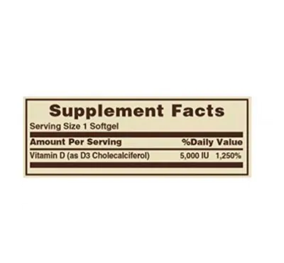 Vitamina D3 5000 IU, 150 cápsula, Sundown