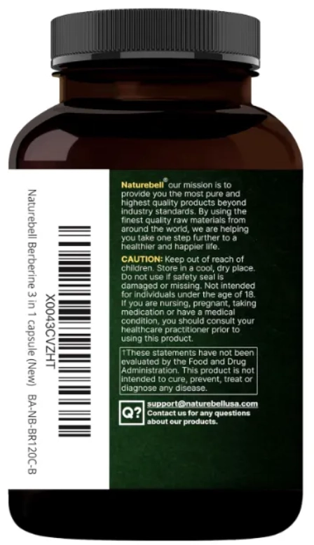 Berberina 1500mg, 240 Cápsulas, Naturebell