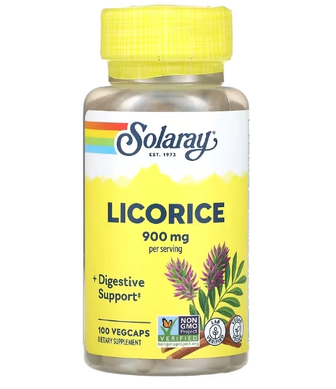 Licorice Root, Raiz de Alcaçuz, 900mg, 100 VegCaps, Solaray