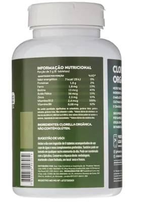 Clorella Orgânica, 500mg, 200 Tabletes, Puravida
