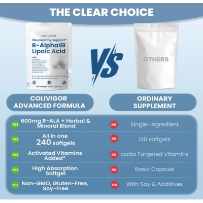 Ácido R-Alfa Lipoico 600mg, 240 Cápsulas, Colivigor
