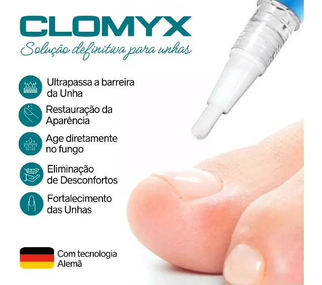 Clomyx, Tratamento Fortalecedor de Unhas contra Fungos e Micose, Tecnologia Alemã 2,5ml, Alquimia