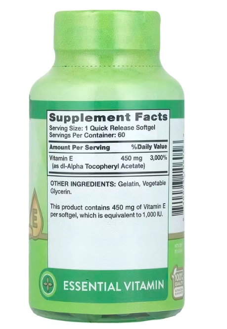 Vitamina E 1000UI, 60 Cápsulas, Nature's Truth