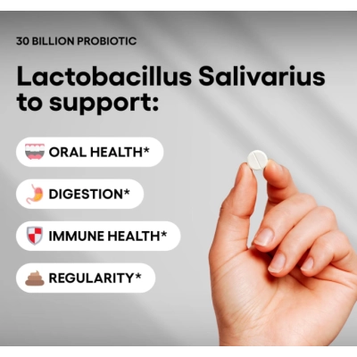 Lactobacillus Salivarius, Probiótico com 30 bilhões de UFC, 240 Comprimidos, Natural Foundation Supplements