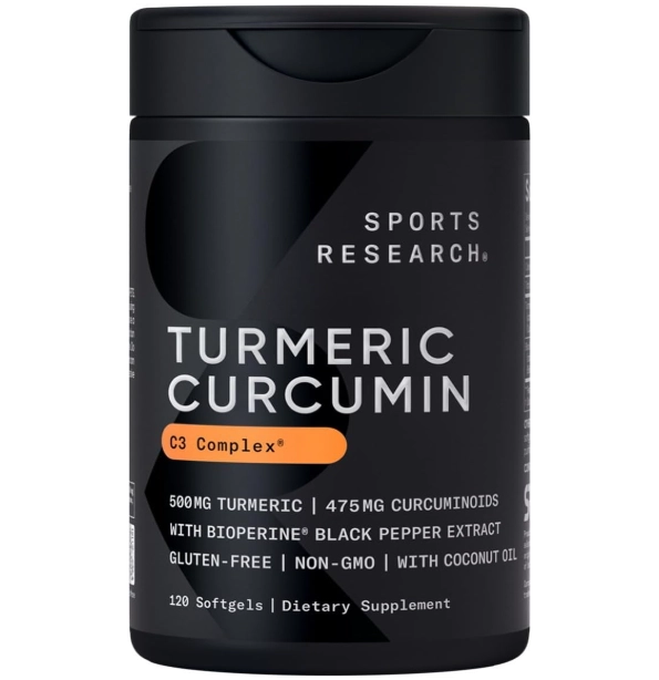 Turmeric Cúrcuma com Pimenta Preta, 500mg, 120 Capsulas, Sports Research